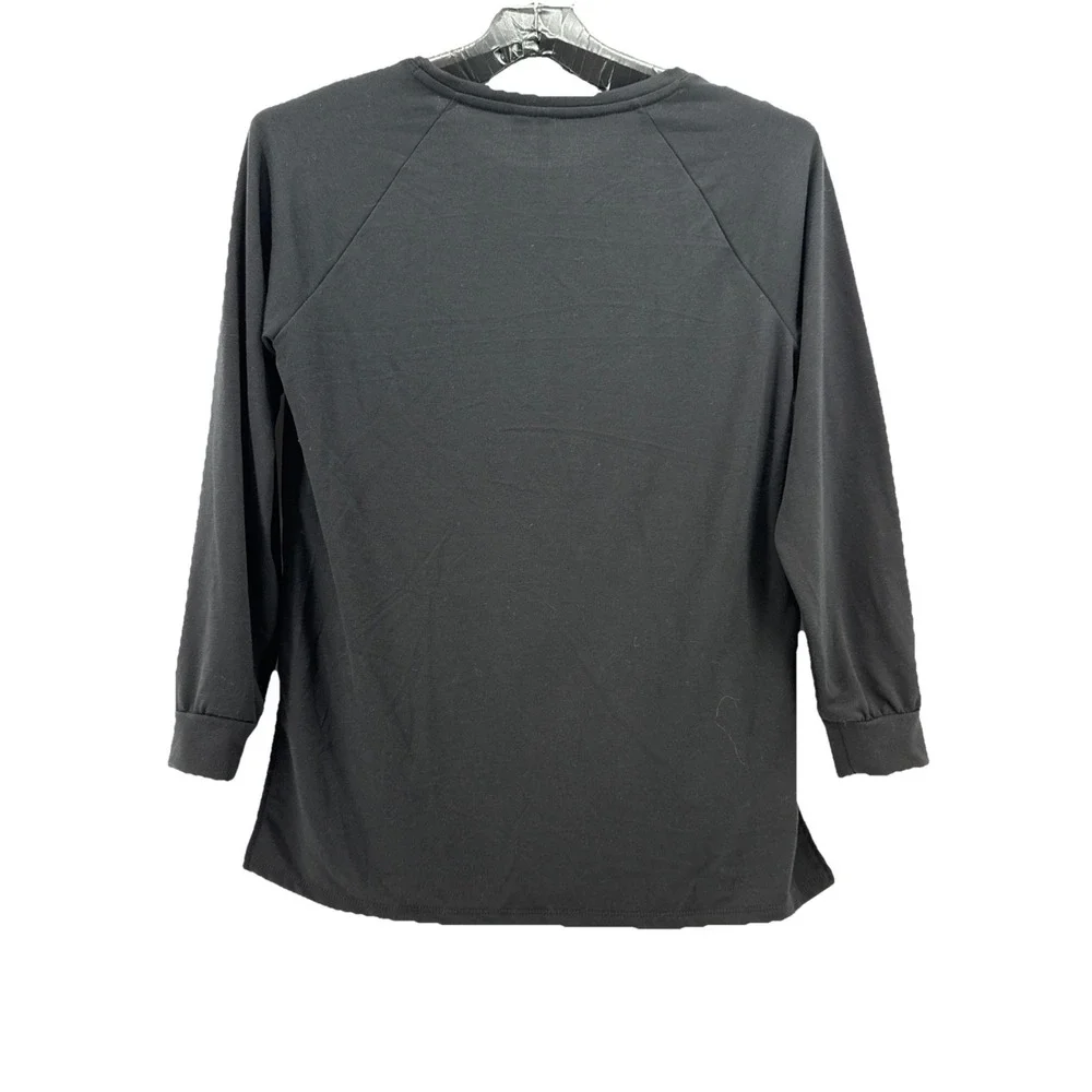 CATO WOMENS LIGHTWEIGHT CREWNECK PULL OVER SWEATSHIRT Black SIZE MEDIUM M 